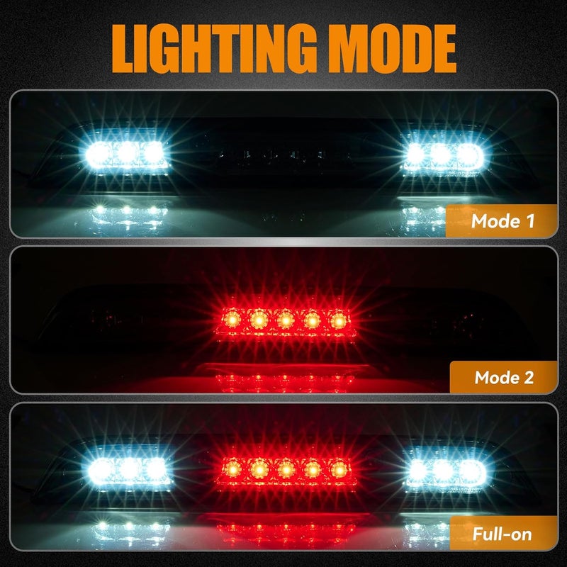 Cxdar Third 3rd Brake Light LED for 2015-2020 Ford F150, High Mount Rear Brake Lights Assembly for 2017-2020 F250/F350/F450 Super Duty, Waterproof Center Cab Lamp Stop Light - Image 2